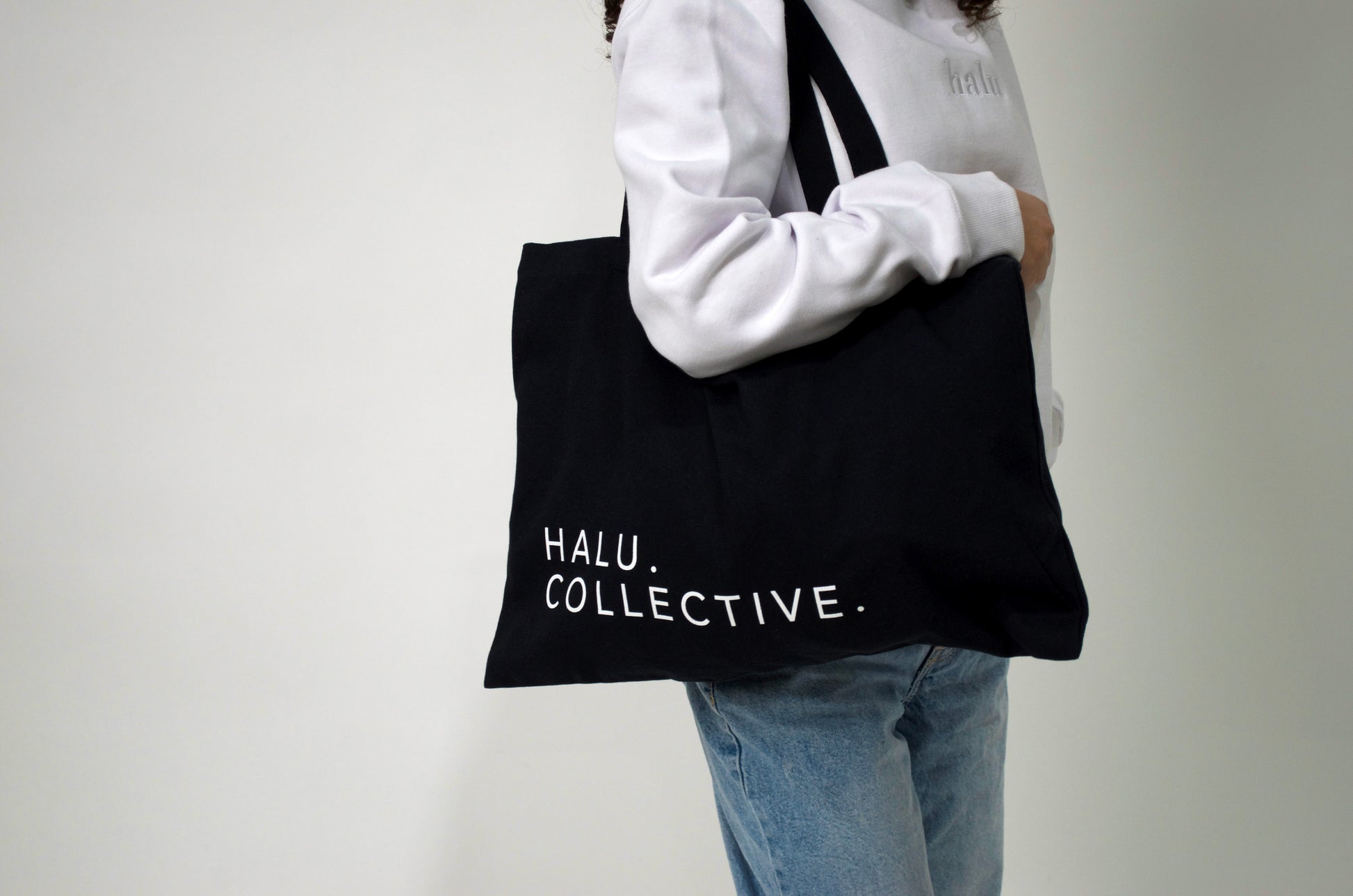 Black and white tote bag